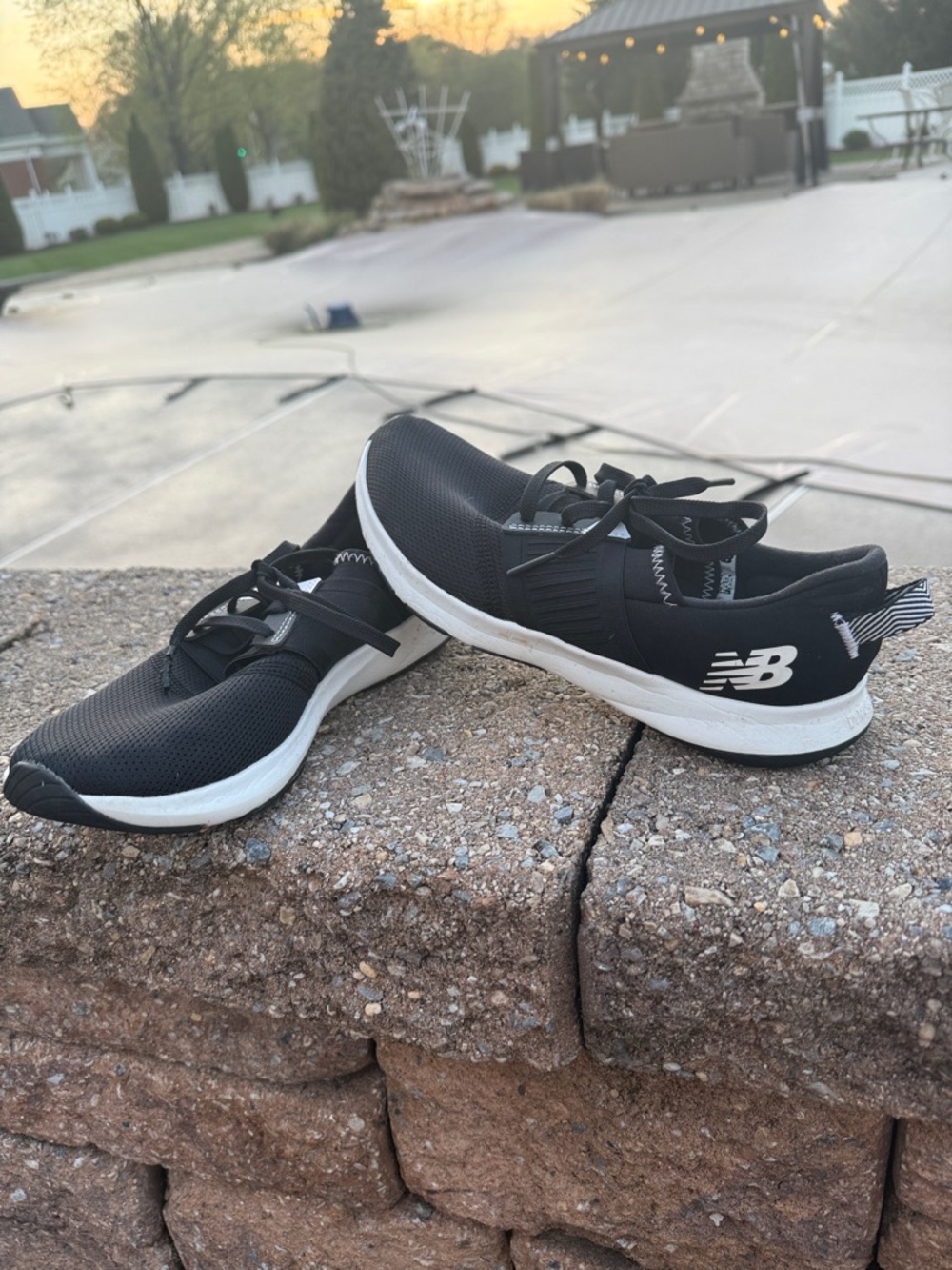 New Balance Women’s Black and White Athletic Slip-On Sneakers